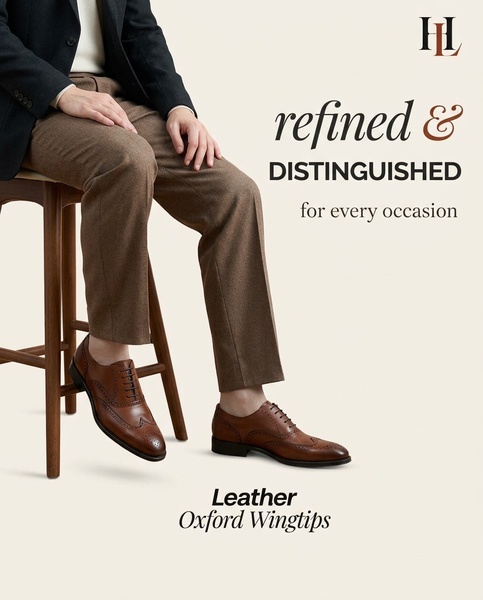 oxford shoes, dress shoes, leather shoes, formal shoes, wingtip shoes, business shoes, men's oxfords, brand awareness, minimalist, luxurious, trustworthy, neutral, brown